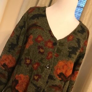 PERUVIAN CONNECTION Alpaca Floral Fall Cardigan